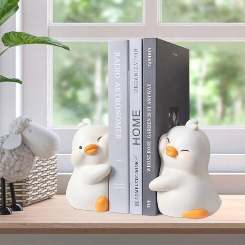 Cute Duck Resin Bookends,Resin Decorative Bookends Anti Slip Bookshelves Study Desk Decorative Bookends Book Ends Book Stand Holder in Kuwait