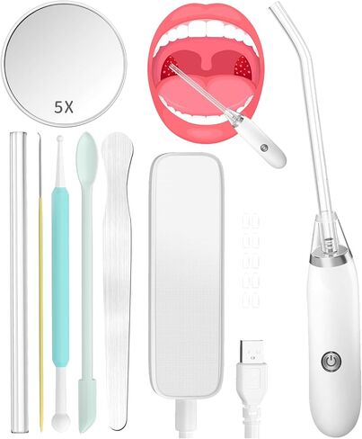 9-PackTonsil Stone Remover Vacuum Tool with Tongue Depressor, Straight & Angled Tubes, Scoop, Magnifying Mirror, Tongue Depressor Tonsil Stones Removal Tool in Saudi Arabia
