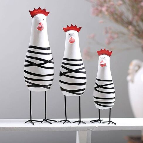 Wood Cute Chicken Chook Carving Figurines for Home Decor Pack of 3 Pcs in Saudi Arabia