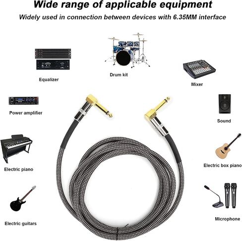 Guitar Cable - 6.35MM Male Head Audio Guitar Cable 10ft Electric Guitar Amplifier Cord - Right Angle to Right Angle 1/4 Inch Instrument Cable Guitar Amp Cable(Black) in Saudi Arabia