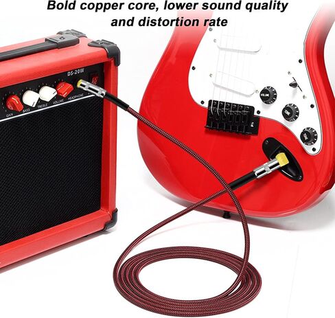 Guitar Cable - 6.35MM Male Head Audio Guitar Cable 10ft Electric Guitar Amplifier Cord - Right Angle to Right Angle 1/4 Inch Instrument Cable Guitar Amp Cable(Black) in Saudi Arabia