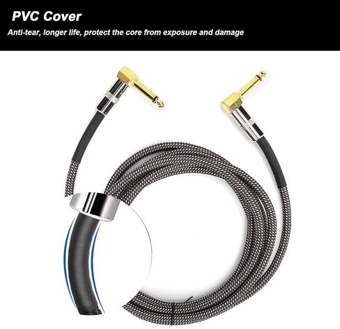 Guitar Cable - 6.35MM Male Head Audio Guitar Cable 10ft Electric Guitar Amplifier Cord - Right Angle to Right Angle 1/4 Inch Instrument Cable Guitar Amp Cable(Black) in Saudi Arabia