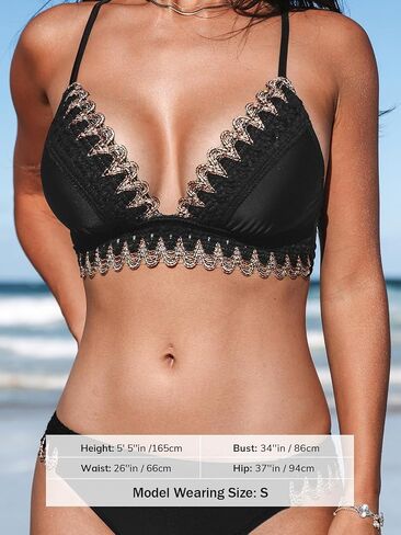 CUPSHE Women's Bikini Sets Two Piece Bathing Suit Plunging Deep V Neck Mid Rise Crisscross Self Tie Cheeky in Saudi Arabia