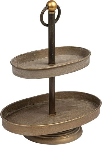 Creative Co-op EC0231 Metal 2-Tier Tray Decorative Accents, Black in Saudi Arabia