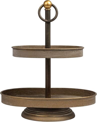 Creative Co-op EC0231 Metal 2-Tier Tray Decorative Accents, Black in Saudi Arabia