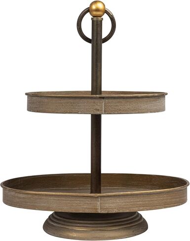 Creative Co-op EC0231 Metal 2-Tier Tray Decorative Accents, Black in Saudi Arabia