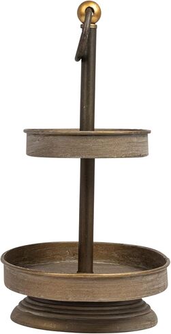Creative Co-op EC0231 Metal 2-Tier Tray Decorative Accents, Black in Saudi Arabia