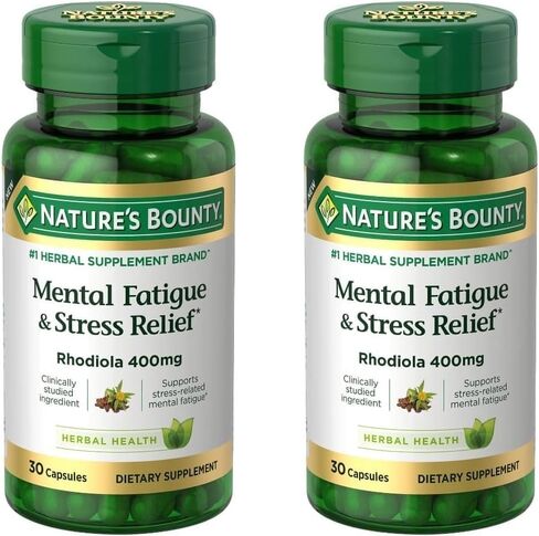 Nature's Bounty Mental Fatigue and Stress Relief, Rhodiola Supplement, 400 mg, Capsules, 30 Count in Saudi Arabia