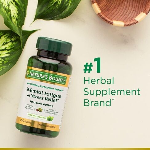 Nature's Bounty Mental Fatigue and Stress Relief, Rhodiola Supplement, 400 mg, Capsules, 30 Count in Saudi Arabia