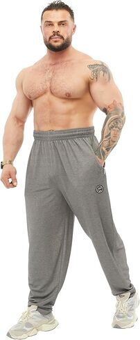 Men's Loose Fit Cotton Sweatpants with Zippered Pockets, Gym Lifestyle Pants in Saudi Arabia