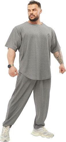 Men's Loose Fit Cotton Sweatpants with Zippered Pockets, Gym Lifestyle Pants in Saudi Arabia
