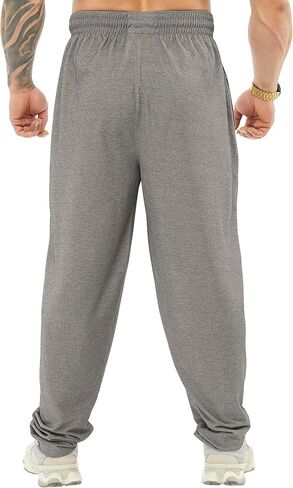 Men's Loose Fit Cotton Sweatpants with Zippered Pockets, Gym Lifestyle Pants in Saudi Arabia