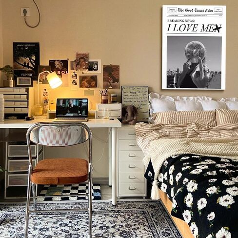 Better Late Than Ugly Poster Black and White Newspaper Postes Girl Dorm Room Art Women Wall Art College Decor Newspaper print Bar Cart Art Wall Art Trendy Print Canvas Poster 12x16in Unframed poster in Saudi Arabia