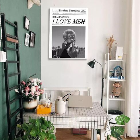 Better Late Than Ugly Poster Black and White Newspaper Postes Girl Dorm Room Art Women Wall Art College Decor Newspaper print Bar Cart Art Wall Art Trendy Print Canvas Poster 12x16in Unframed poster in Saudi Arabia