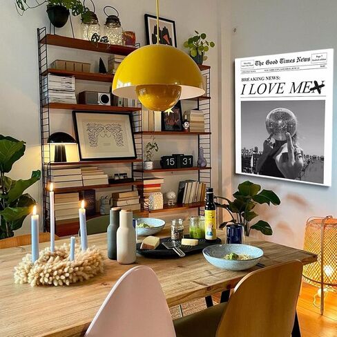 Better Late Than Ugly Poster Black and White Newspaper Postes Girl Dorm Room Art Women Wall Art College Decor Newspaper print Bar Cart Art Wall Art Trendy Print Canvas Poster 12x16in Unframed poster in Saudi Arabia