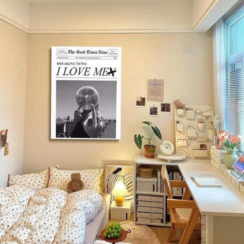 Better Late Than Ugly Poster Black and White Newspaper Postes Girl Dorm Room Art Women Wall Art College Decor Newspaper print Bar Cart Art Wall Art Trendy Print Canvas Poster 12x16in Unframed poster in Saudi Arabia