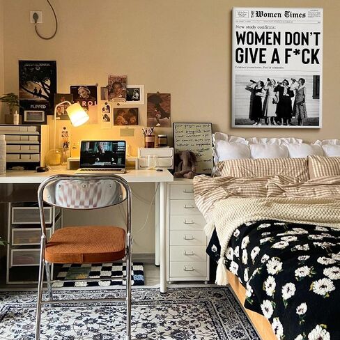 Better Late Than Ugly Poster Black and White Newspaper Postes Girl Dorm Room Art Women Wall Art College Decor Newspaper print Bar Cart Art Wall Art Trendy Print Canvas Poster 12x16in Unframed poster in Saudi Arabia