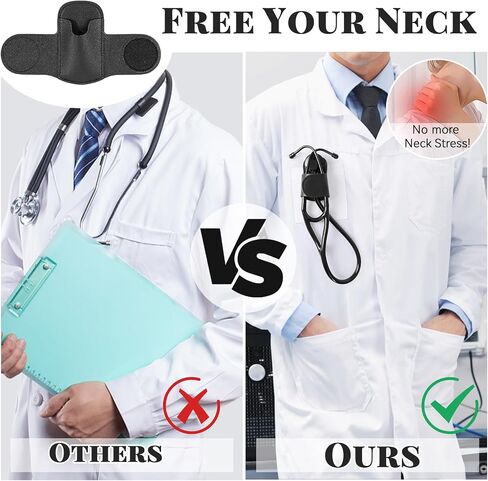 Leather Stethoscope Holder Hip Clip, Stethoscope Hip Holder for Waist Belt, Clip-on Stethoscope Holder for Physicians Nurses (black) in Saudi Arabia