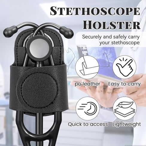 Leather Stethoscope Holder Hip Clip, Stethoscope Hip Holder for Waist Belt, Clip-on Stethoscope Holder for Physicians Nurses (black) in Saudi Arabia