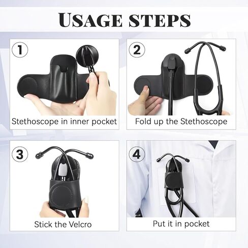 Leather Stethoscope Holder Hip Clip, Stethoscope Hip Holder for Waist Belt, Clip-on Stethoscope Holder for Physicians Nurses (black) in Saudi Arabia
