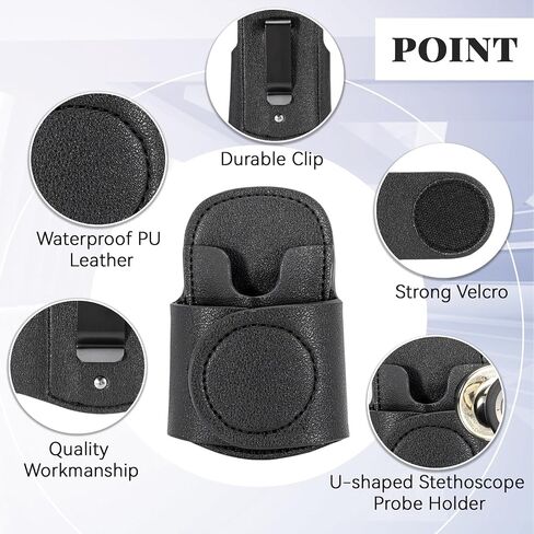 Leather Stethoscope Holder Hip Clip, Stethoscope Hip Holder for Waist Belt, Clip-on Stethoscope Holder for Physicians Nurses (black) in Saudi Arabia