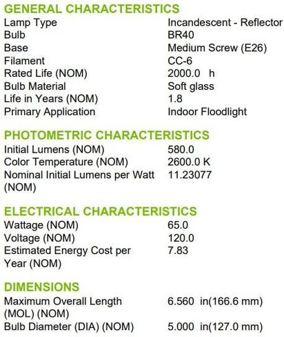 GE Lighting 65-Watt, 580-Lumen, BR40, Floodlight Bulb, Soft White - 6 Pack in Saudi Arabia