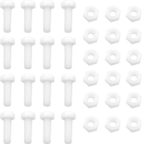 DZS ELEC 30 زوج M6x25mm النايلون الأبيض كامل الموضوع عرافة مسمار لولبي الرأس ومجموعة الجوز عرافة البراغي البلاستيك صواميل سداسية in Kuwait