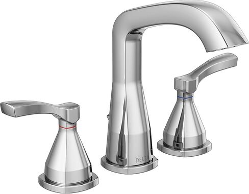 Delta Faucet Stryke Widespread Bathroom Faucet Chrome, Bathroom Faucet 3 Hole, Diamond Seal Technology, Metal Drain Assembly, Chrome 35776-MPU-DST in Saudi Arabia