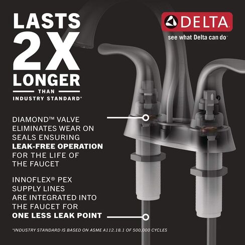 Delta Faucet Stryke Widespread Bathroom Faucet Chrome, Bathroom Faucet 3 Hole, Diamond Seal Technology, Metal Drain Assembly, Chrome 35776-MPU-DST in Saudi Arabia