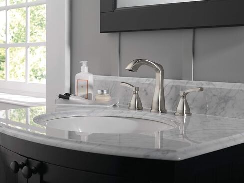 Delta Faucet Stryke Widespread Bathroom Faucet Chrome, Bathroom Faucet 3 Hole, Diamond Seal Technology, Metal Drain Assembly, Chrome 35776-MPU-DST in Saudi Arabia