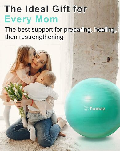 Tumaz Birth Ball - Birthing Ball for Pregnancy & Labor - Including Birthing Ball/Peri Bottle/Yoga Strap/Non-Slip Socks - Pregnancy Ball for Exercises Set with Quick Foot Pump & Instruction Poster in Kuwait