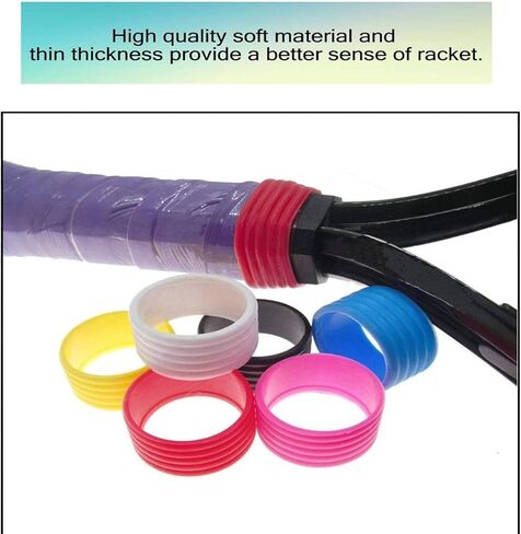 5Pcs Black Tennis Racket Handle Rubber Ring Stretchy Tennis Racquet Band Overgrips, Tennis Racket Grips, Racquet Accessories in Saudi Arabia