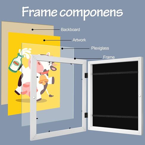 LaVie Home 10x12.5 Kids Art Frame 2 Packs Black Art Frame for Kids Artwork Changeable- Displays10x12.5 Without Mat, Horizontal and Vertical Wall Mount for Children Art Projects in Kuwait