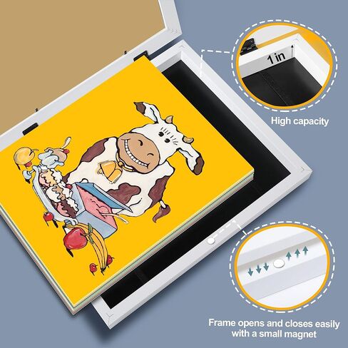 LaVie Home 10x12.5 Kids Art Frame 2 Packs Black Art Frame for Kids Artwork Changeable- Displays10x12.5 Without Mat, Horizontal and Vertical Wall Mount for Children Art Projects in Kuwait