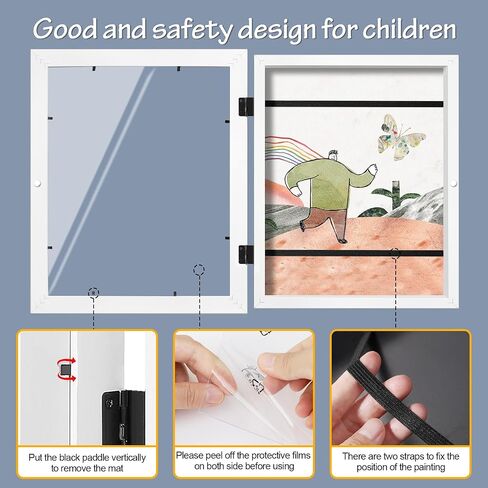 LaVie Home 10x12.5 Kids Art Frame 2 Packs Black Art Frame for Kids Artwork Changeable- Displays10x12.5 Without Mat, Horizontal and Vertical Wall Mount for Children Art Projects in Kuwait