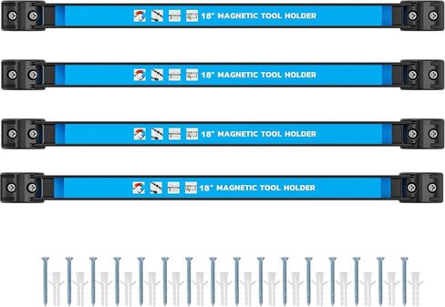 GREBSTK 24 IN Magnetic Tool Holder Strip Heavy Duty Magnetic Tool Bar Metal Tool Organizer Rack with Mounting Screws, 4PCS in Saudi Arabia