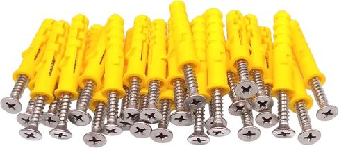 50pcs 304 Stainless Steel M5 x 40mm Phillips Flat Head Self Tapping Screws and 8 x 40mm Plastic Drywall Ribbed Anchors in Saudi Arabia