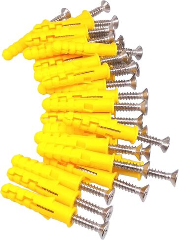 50pcs 304 Stainless Steel M5 x 40mm Phillips Flat Head Self Tapping Screws and 8 x 40mm Plastic Drywall Ribbed Anchors in Saudi Arabia