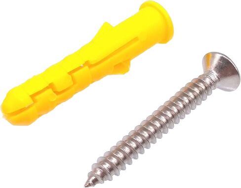 50pcs 304 Stainless Steel M5 x 40mm Phillips Flat Head Self Tapping Screws and 8 x 40mm Plastic Drywall Ribbed Anchors in Saudi Arabia