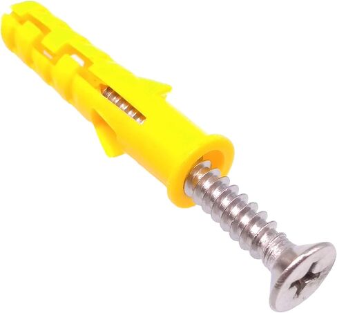 50pcs 304 Stainless Steel M5 x 40mm Phillips Flat Head Self Tapping Screws and 8 x 40mm Plastic Drywall Ribbed Anchors in Saudi Arabia