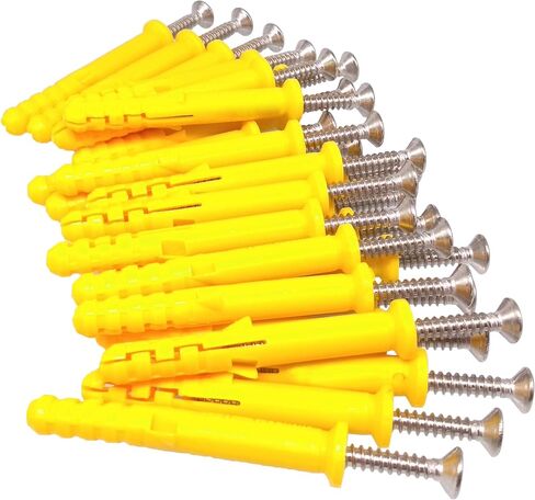 50pcs 304 Stainless Steel M5 x 40mm Phillips Flat Head Self Tapping Screws and 8 x 40mm Plastic Drywall Ribbed Anchors in Saudi Arabia