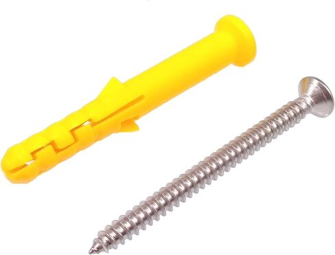 50pcs 304 Stainless Steel M5 x 40mm Phillips Flat Head Self Tapping Screws and 8 x 40mm Plastic Drywall Ribbed Anchors in Saudi Arabia
