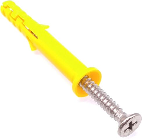 50pcs 304 Stainless Steel M5 x 40mm Phillips Flat Head Self Tapping Screws and 8 x 40mm Plastic Drywall Ribbed Anchors in Saudi Arabia