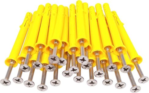 50pcs 304 Stainless Steel M5 x 40mm Phillips Flat Head Self Tapping Screws and 8 x 40mm Plastic Drywall Ribbed Anchors in Saudi Arabia