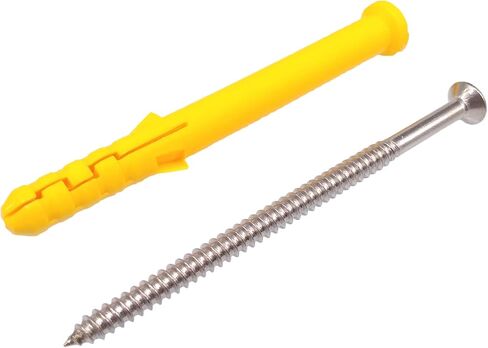 50pcs 304 Stainless Steel M5 x 40mm Phillips Flat Head Self Tapping Screws and 8 x 40mm Plastic Drywall Ribbed Anchors in Saudi Arabia