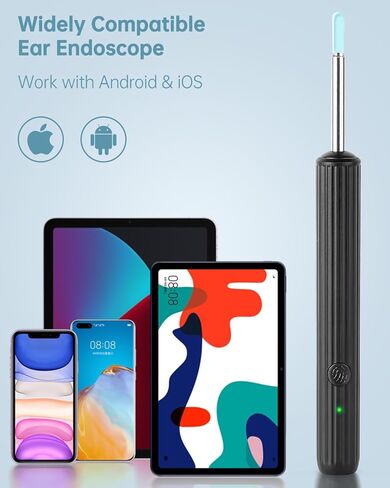 إزالة شمع كاميرا الأذن، أداة تنظيف الأذن بدقة 1080 بكسل عالية الدقة مع كاميرا ومنظار الأذن مع ضوء، منتقي الأذن مع كاميرا 8 قطع مجموعة إزالة شمع الأذن المحمولة لملعقة الأذن ومنظف كاميرا الأذن لهاتف iPhone وAndroid in Kuwait
