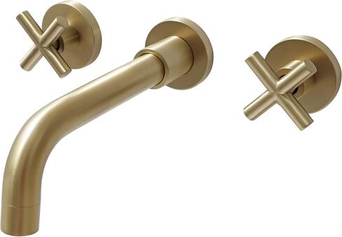 SITGES Brushed Nickel Bathroom Faucet, Double Handle Wall Mount Bathroom Sink Faucet and Rough in Valve Included (Brushed Nickel) in Saudi Arabia