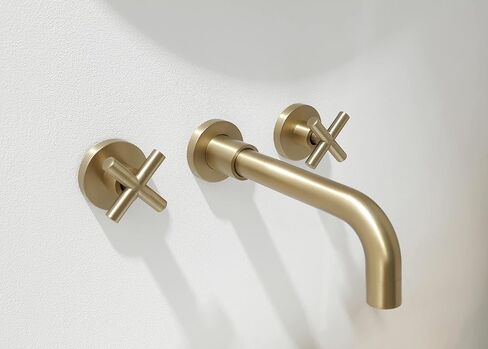 SITGES Brushed Nickel Bathroom Faucet, Double Handle Wall Mount Bathroom Sink Faucet and Rough in Valve Included (Brushed Nickel) in Saudi Arabia
