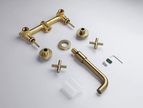 SITGES Brushed Nickel Bathroom Faucet, Double Handle Wall Mount Bathroom Sink Faucet and Rough in Valve Included (Brushed Nickel) in Saudi Arabia
