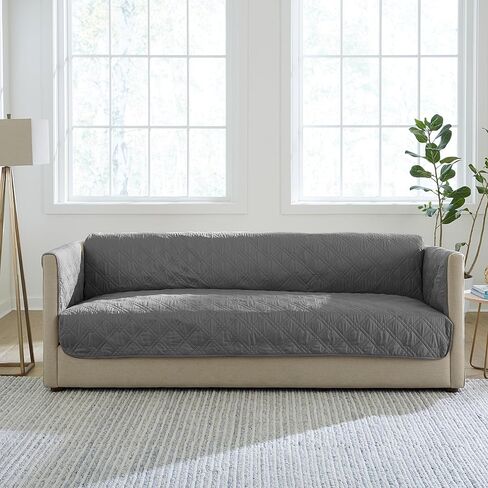غطاء أريكة SureFit Gemma X-Large واقي الأثاث، أغطية أثاث واقية للحيوانات الأليفة من الألياف الدقيقة المقاومة للماء مع ظهر مانع للانزلاق، أغطية أريكة قابلة للغسل في الغسالة، غطاء أثاث فردي رمادي داكن in Kuwait